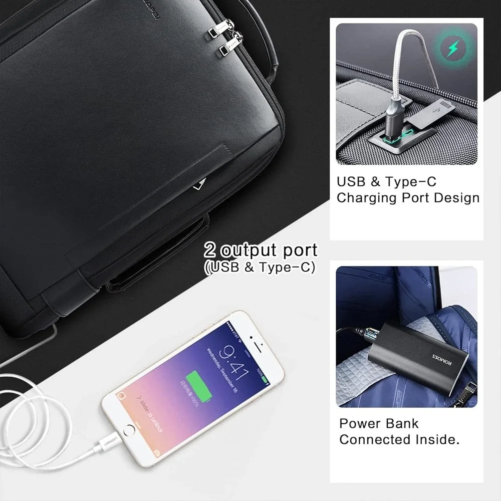 Business Smart 15.6 Inch Laptop Backpack Convertible Expandable Anti-Theft
